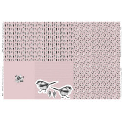 Jersey - Panel Vögelchen Spatz altrosa